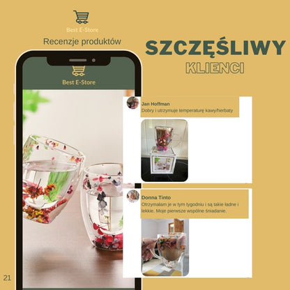 🌼 Floral Fusion: Szklane Kubki Podwójnymi Sciankami