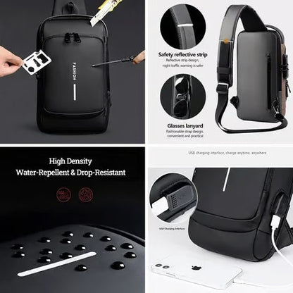 New Carbon Fiber Streamline Anti-Theft Sling Bag