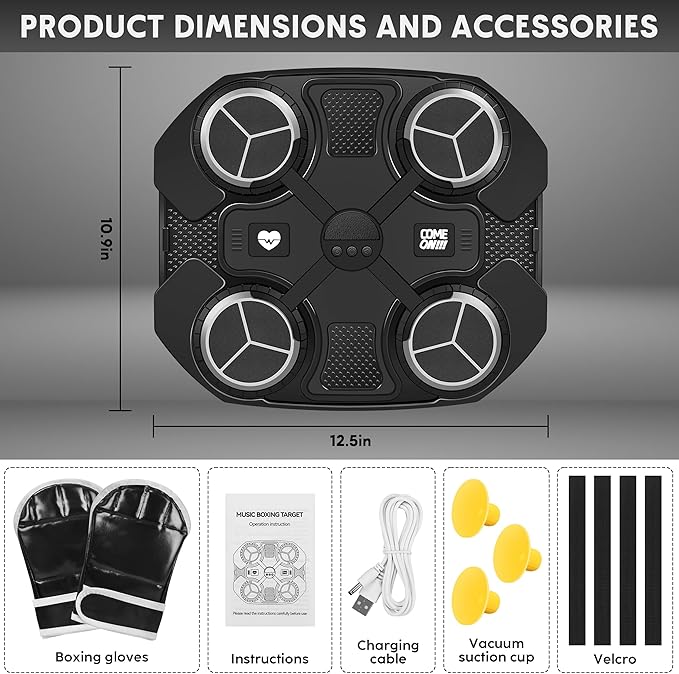 Music Boxing Machine Sport Toys for Kids,Wall Mounted Bluetooth Smart Punching Target Toys,Training Pad Toy with Boxing Glove,Ideas Toys for Boys Girls Kids 3 4 5 6 7 8 9 10 11 12+ Years Old